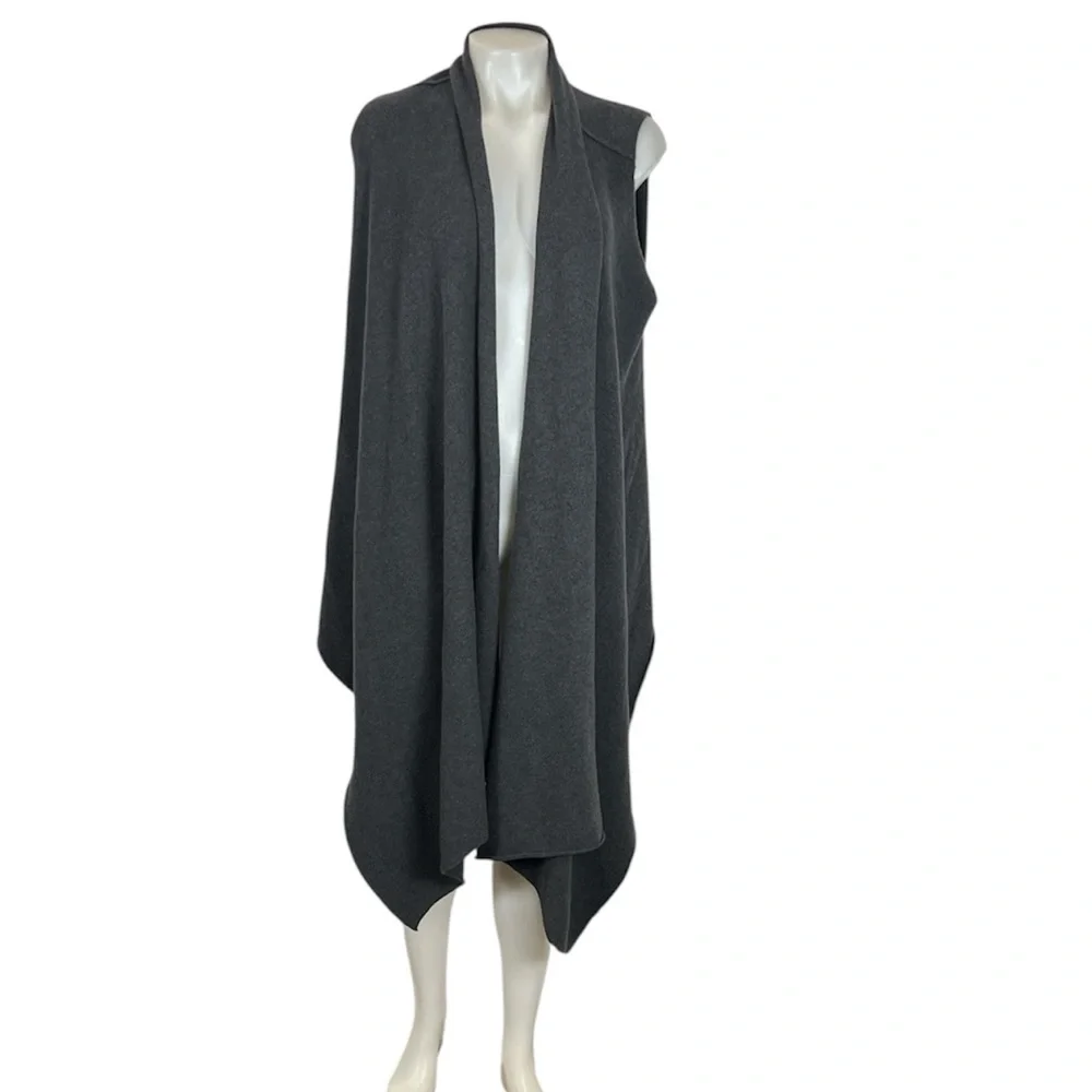 Brochu Walker merino wool blend wrap vest in shale melange gray size medium